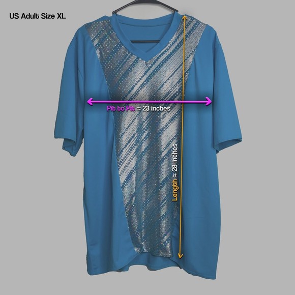 Weissman Adult Size XL Blue Shiny Metallic Design Shirt, Dance Recital Show - Picture 2 of 7